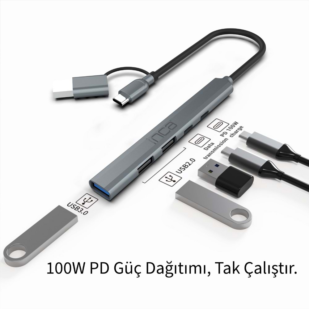 INCA IUTP-06T 5port USB 3.0 TYPEC Çoklayıcı Hub