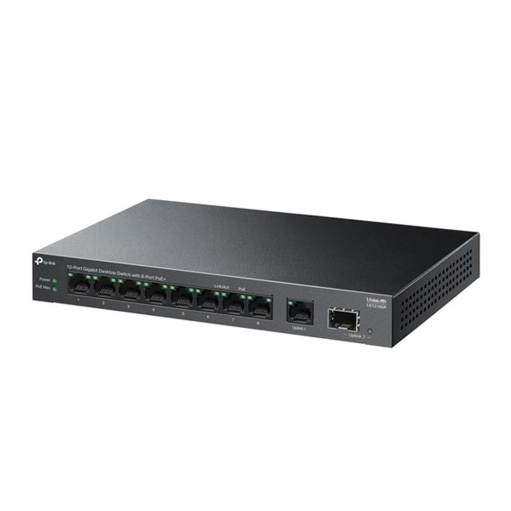 TP-LINK 8port PoE 60w Gigabit Yönetilemez Switch LS1210GP