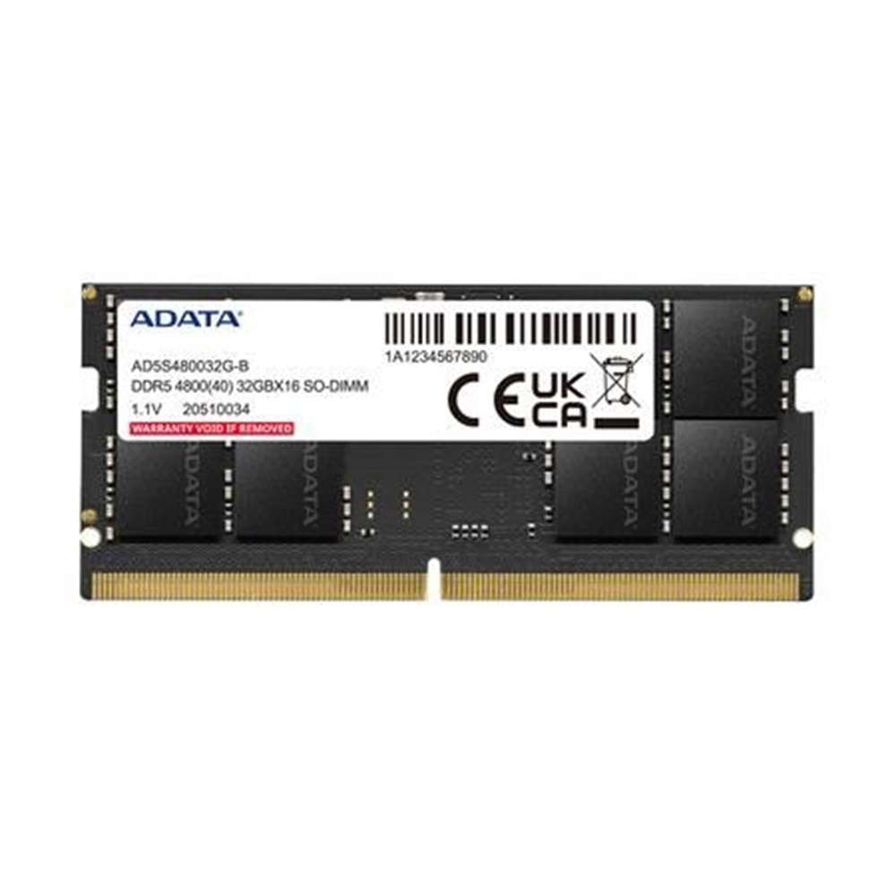 ADATA 32GB DDR5 4800MHZ NOTEBOOK RAM VALUE AD5S480032G-B