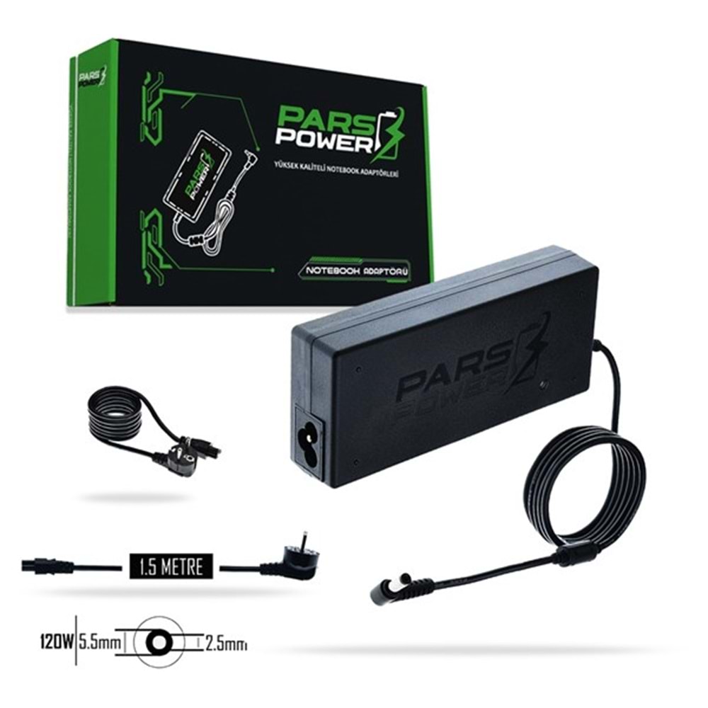 PARS POWER PRS-009 120W 19V 6.32A- 5.5*2.5MM Siyah Notebook Adaptörü