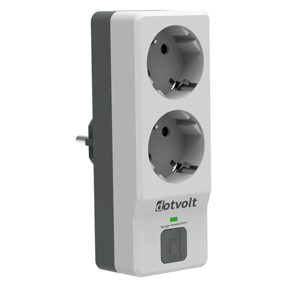 DOTVOLT 2-li Surge Hunter 350 Joules Akım Koruma Prizi Gri