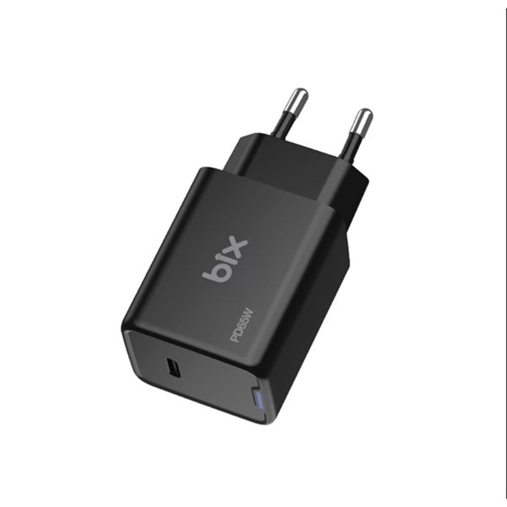 BIX BX1P65G-BK 65W ŞARJ ADAPTÖR (TYPE-C) Siyah PPS ÖZELLİKLİ