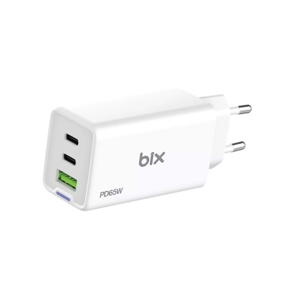 BIX BX3P66G-WE 65W ŞARJ ADAPTÖR TYPE-C/USB Beyaz