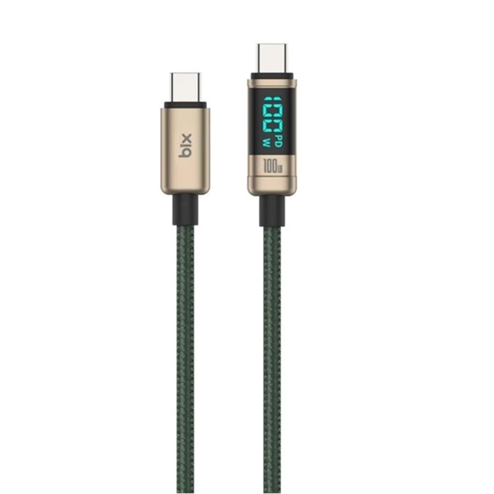 BIX 1metre BX09CC-BN 100w Dijital Ekranlı Şarj Kablosu Bronz