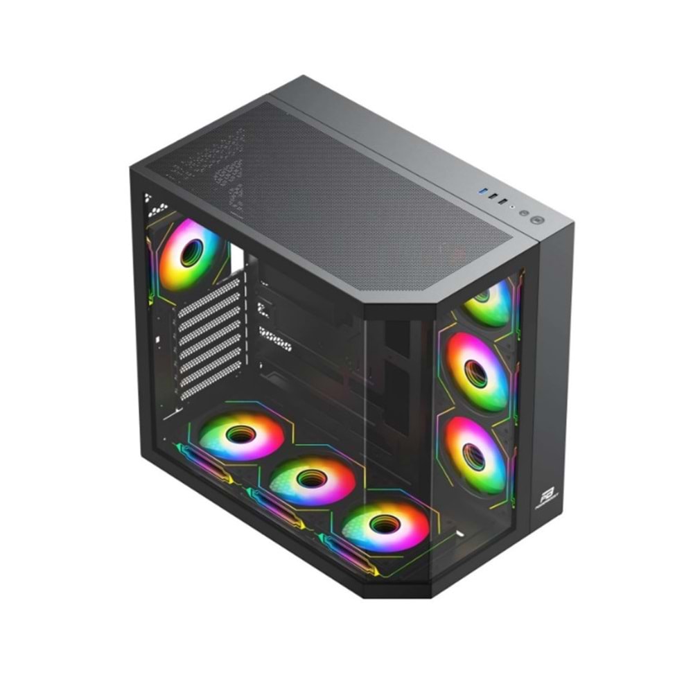 POWERBOOST 750W 80+ BRONZE Seaview PBA4375B Gaming Mid-Tower PC Kasası Siyah