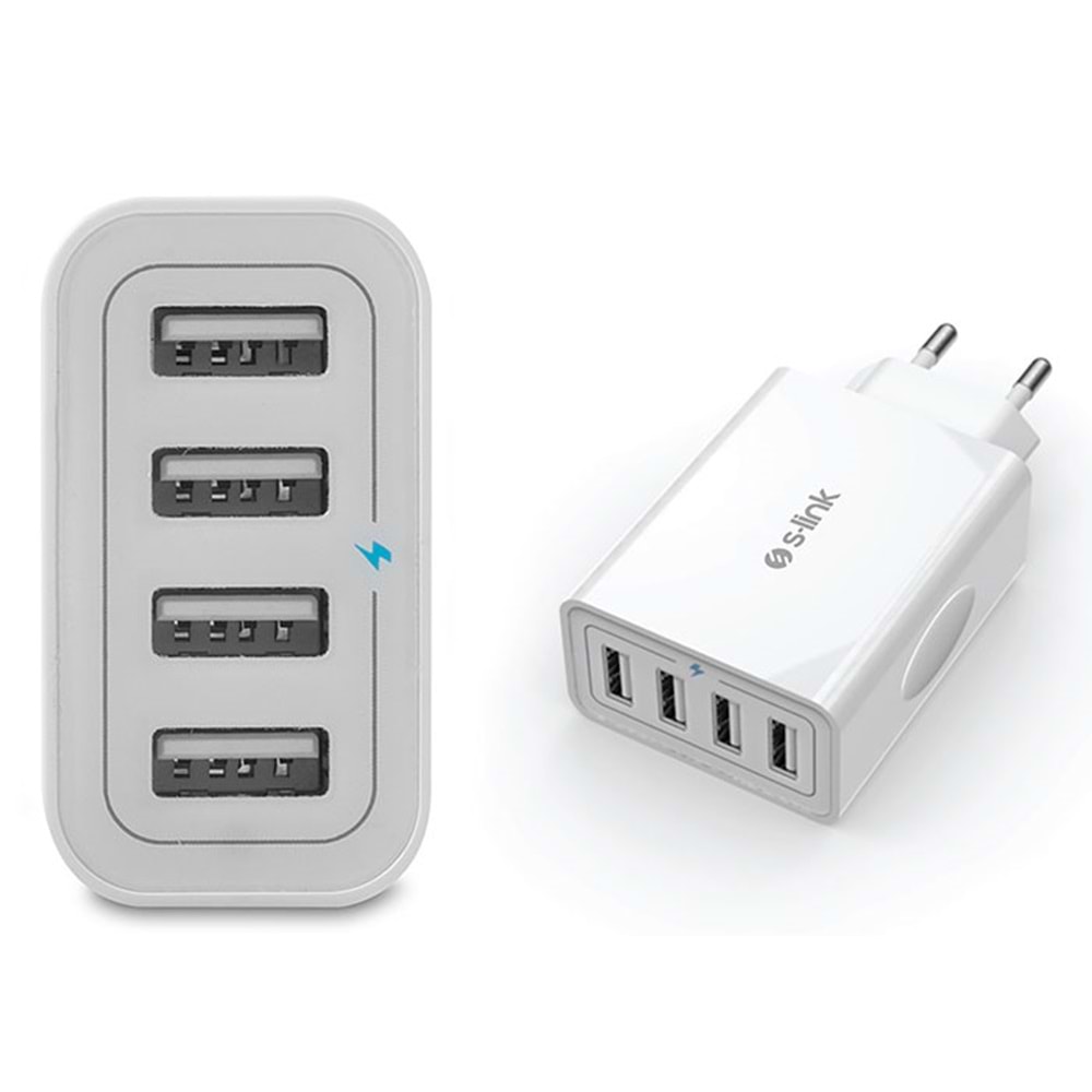S-LINK Swapp SW-C8 4*USB 5V 5.6A Ev Şarj Adaptör
