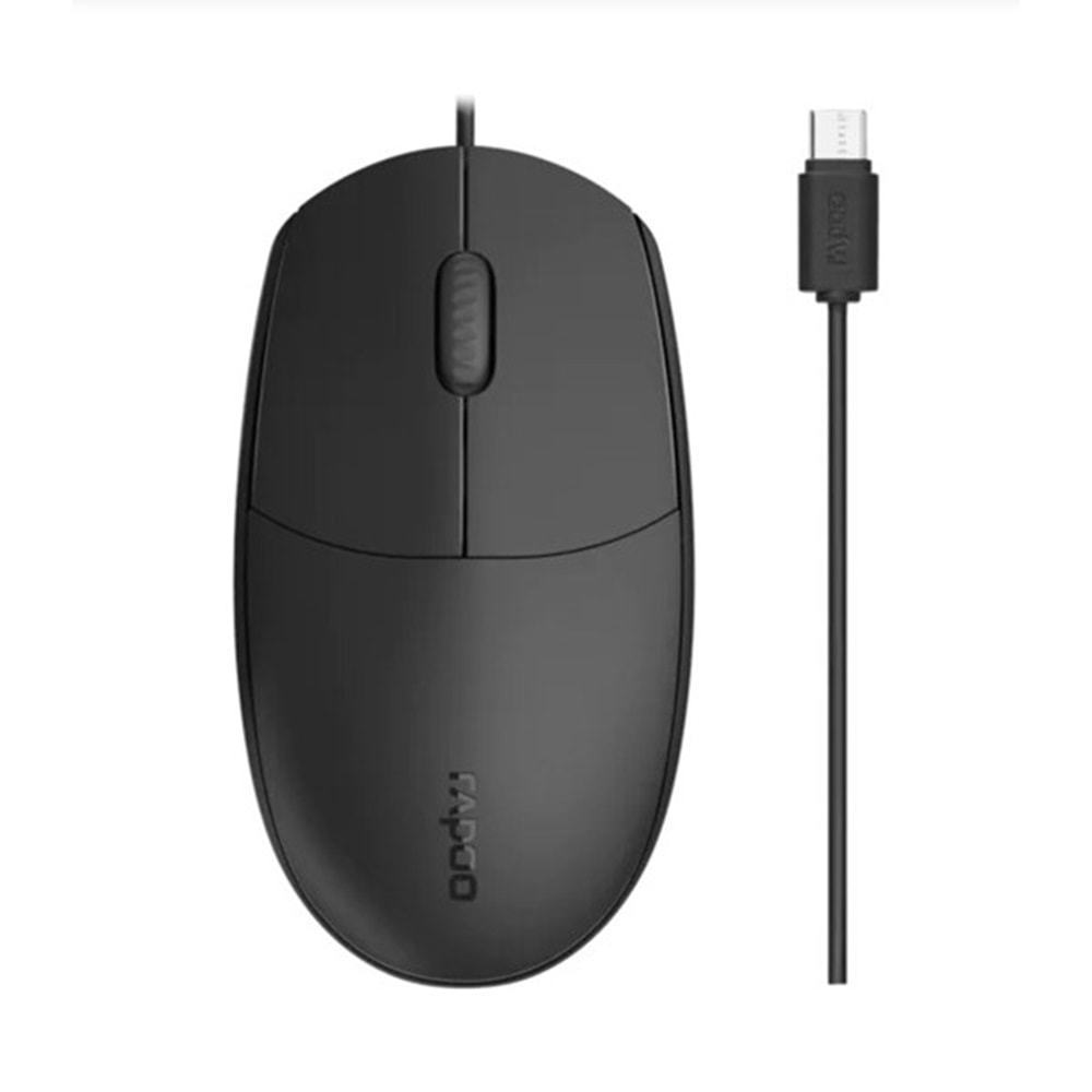 RAPOO N100C Kablolu 1000 dpi Optik Siyah Mouse 12345