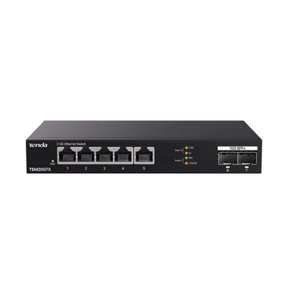 TENDA 5port 2.5-Gigabit 2-SFP 10GbE Yönetilemez Switch TEM2007X