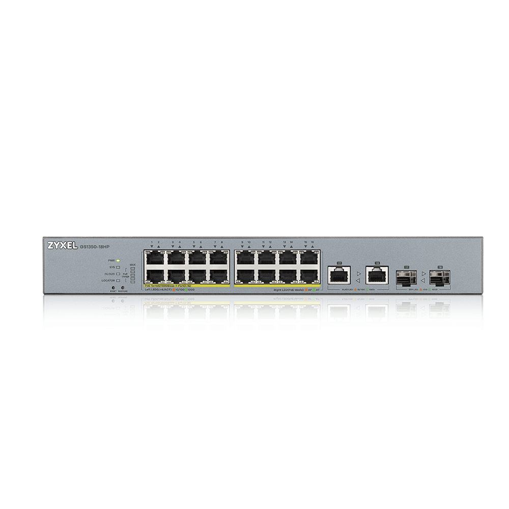 ZyXEL 16port PoE 250w 2-SFP Gigabit Yönetilebilir Switch GS1350-18HP