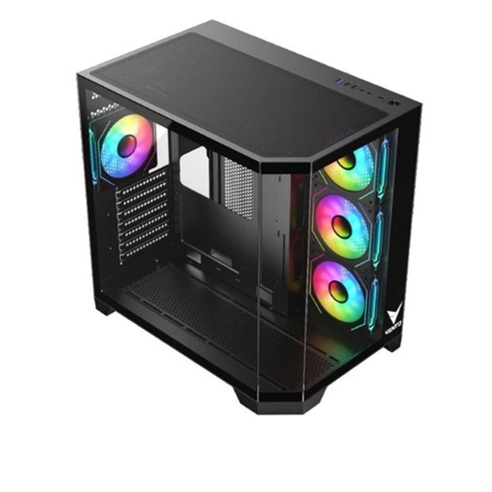 VENTO 850w 80+ BRONZE VG4204FA Panoramik Gaming Mid-Tower PC Kasası Siyah