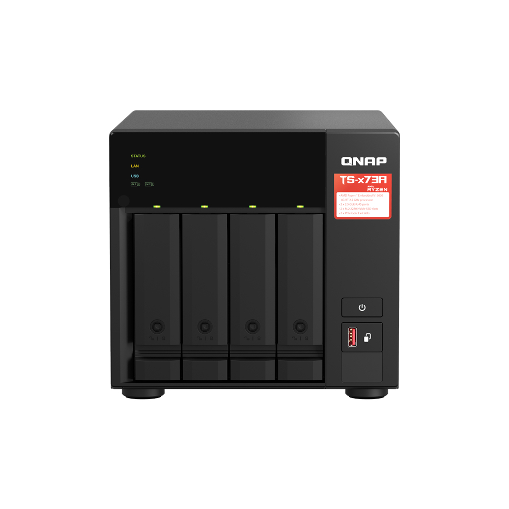 QNAP 4diskli Ryzen V1500B-8GB RAM-2-2.5GbE Nas Server TS-473A
