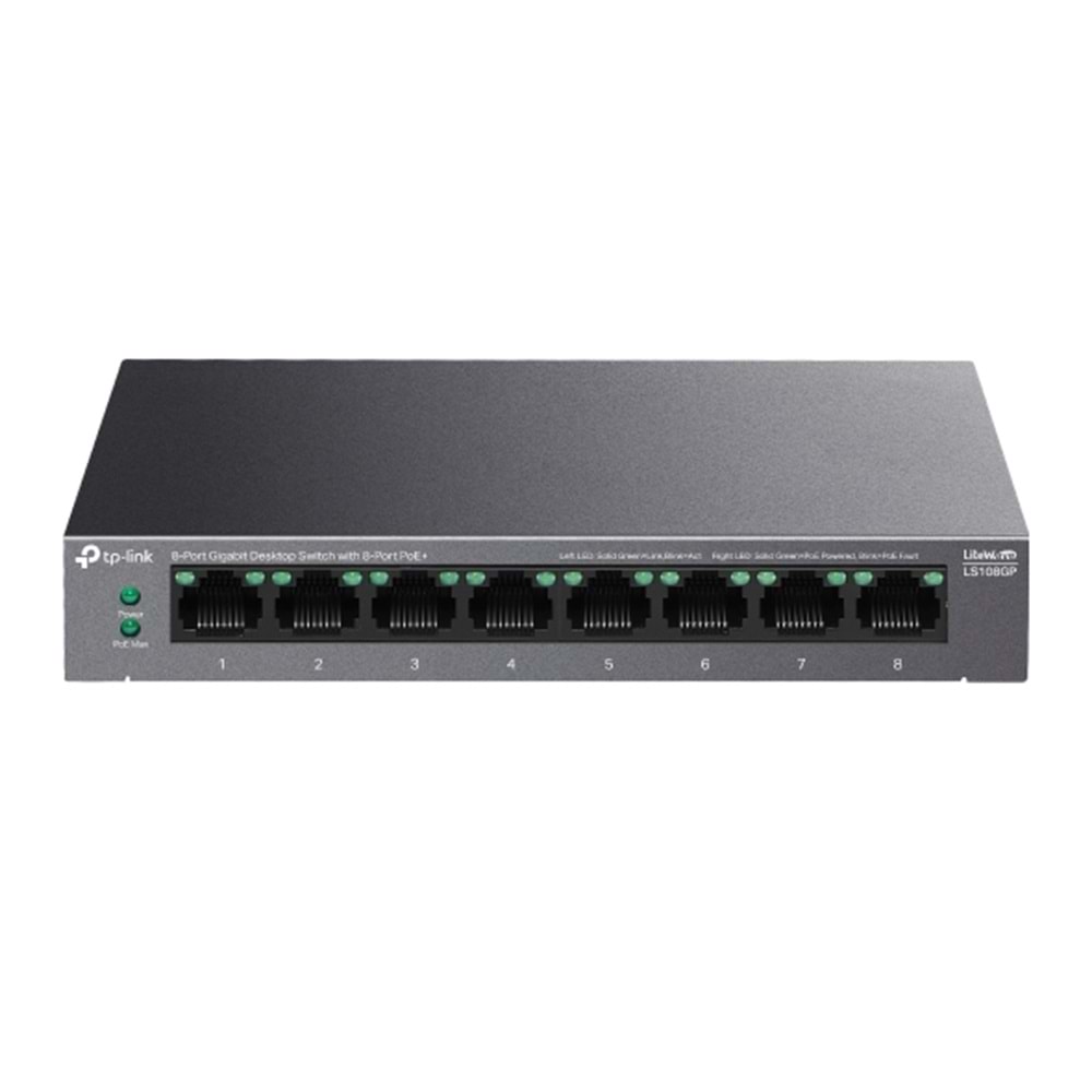 TP-LINK 8port Gigabit Yönetilemez PoE Switch LS108GP