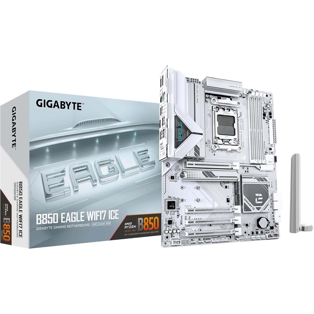 GIGABYTE B850 EAGLE WIFI7 ICE DDR5 HDMI-DP TYPEC PCIE 5.0 AM5 ATX BEYAZ