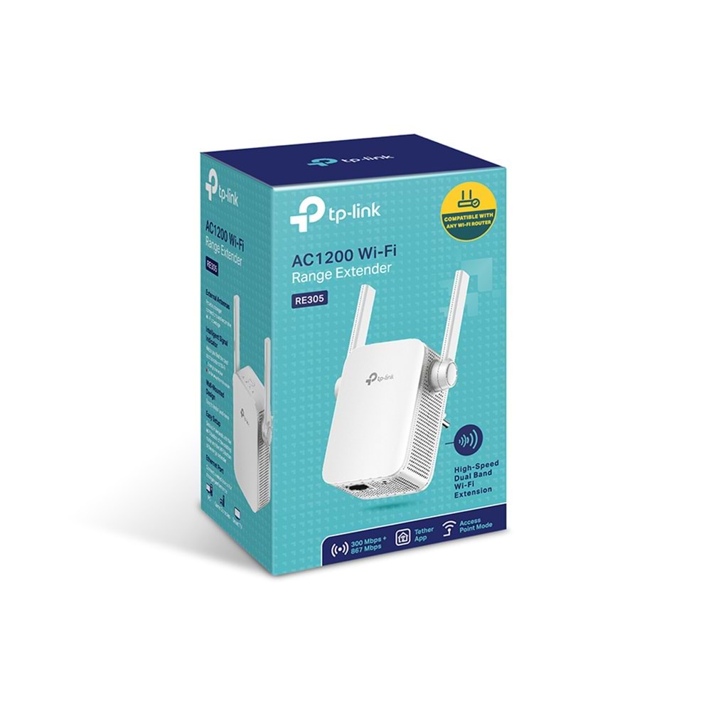 TP-LINK RE305 1200mbps AC1200 Dual Band Mesafe Genişletici EV Ofis Tipi Priz Tip
