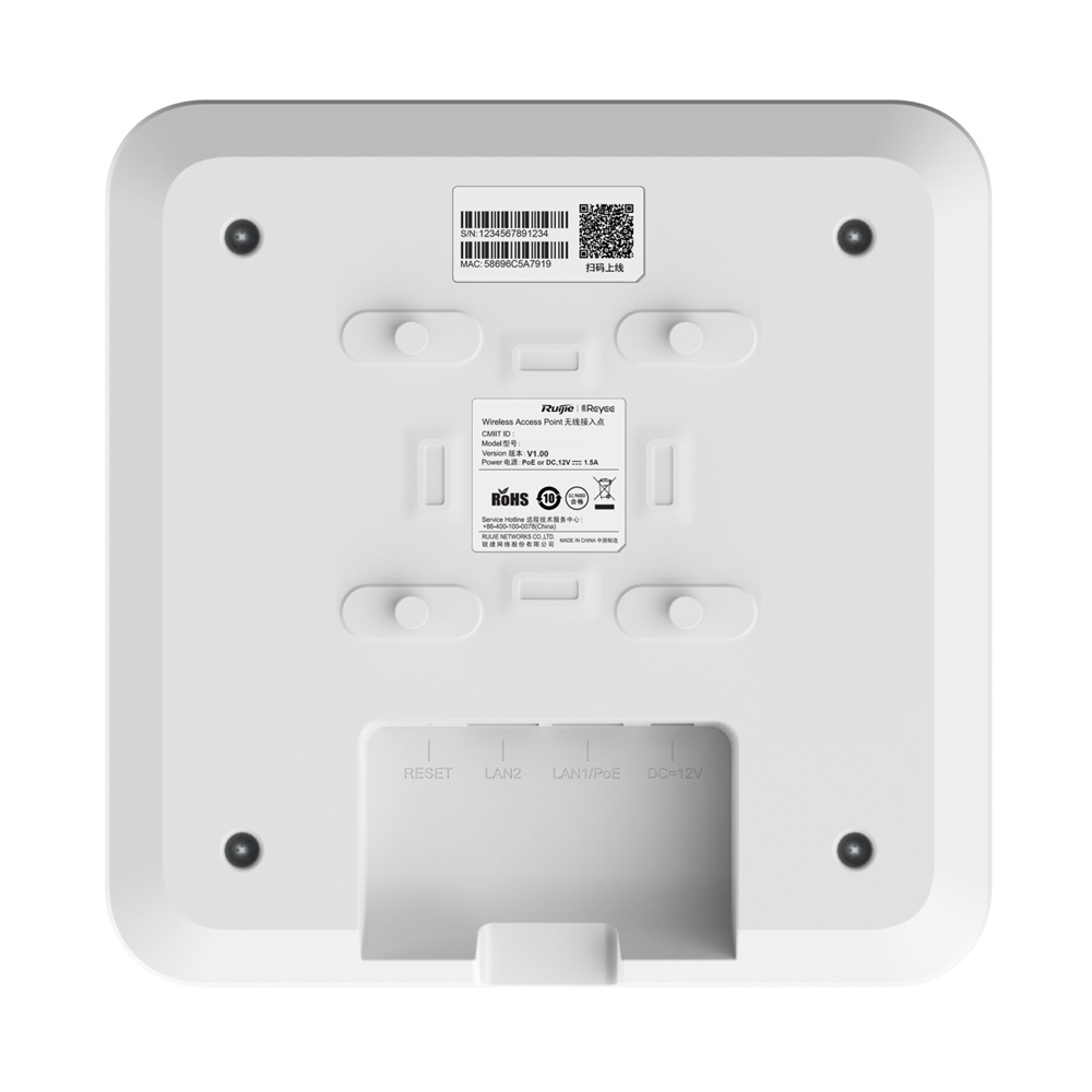 RUIJIE REYEE RG-RAP2260(G) AX1800 Dual Band Kurumsal Access Point PoE (Adaptör Yok)