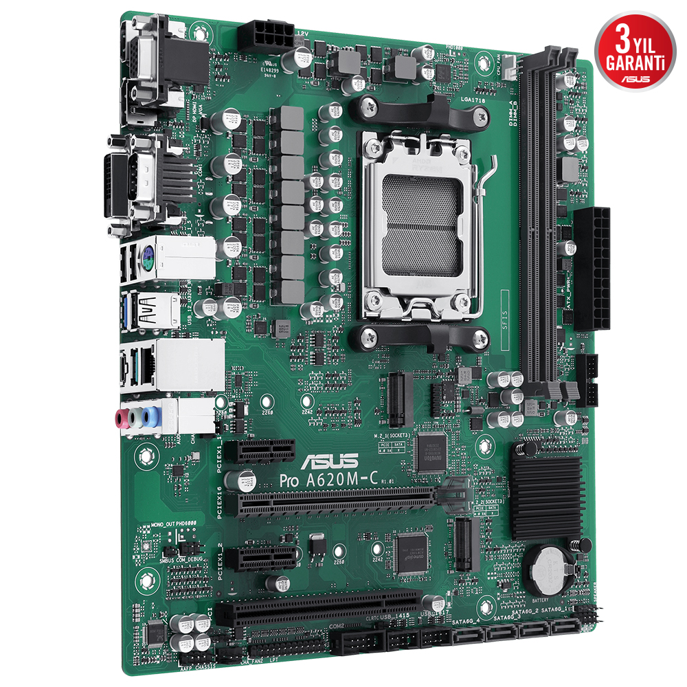 ASUS PRO A620M-C-CSM DDR5 HDMI-DVI-DP TYPEC PCIE 4.0 AM5 mATX Kurumsal Anakart