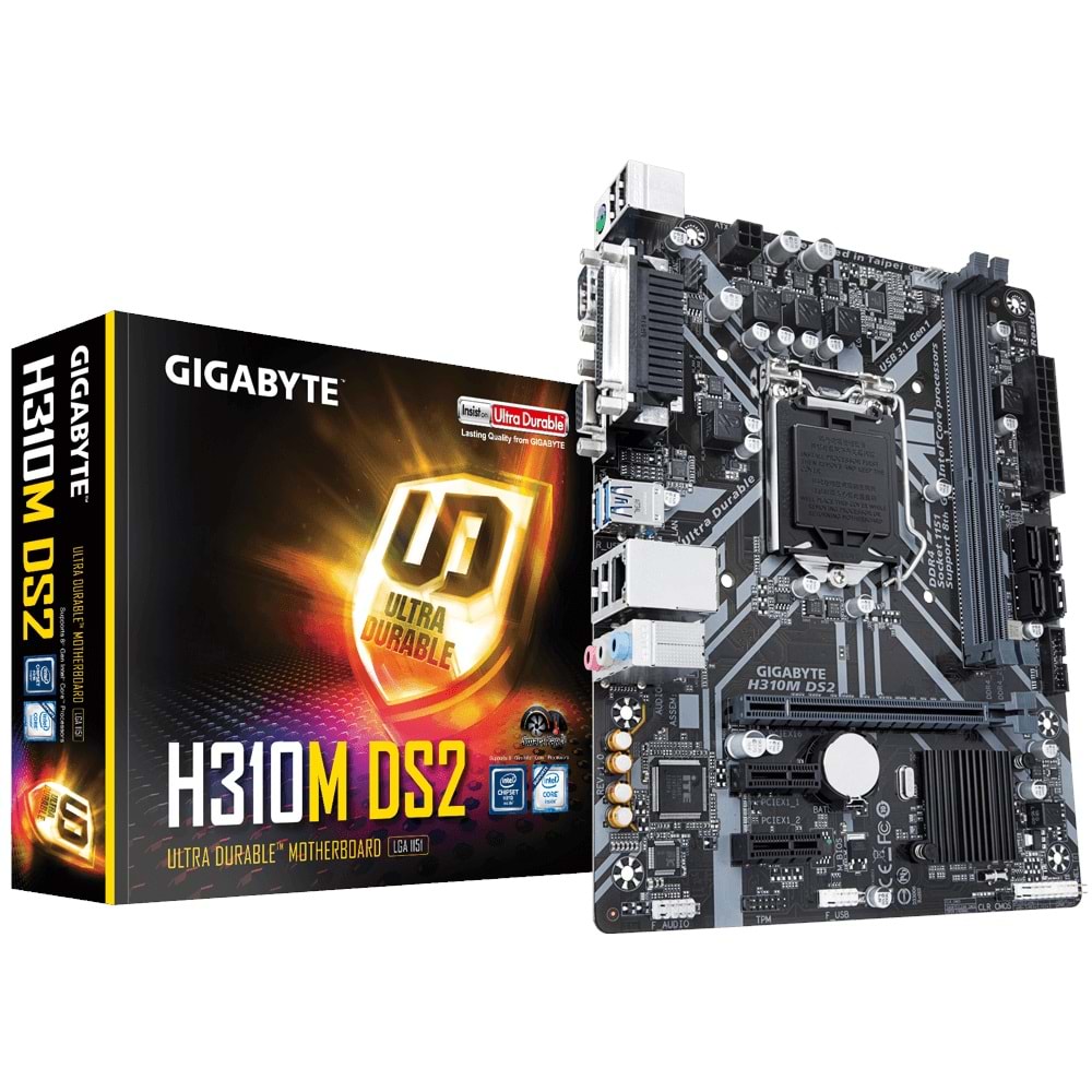GIGABYTE H310M-DS2 H 310 2xDDR4 VGA+RS232+LPT 1xGLAN 1151Pin ANAKART