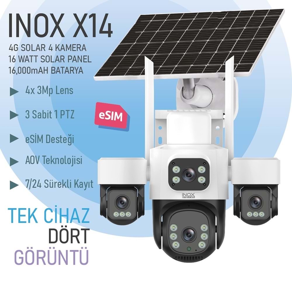 Inox Digital INOX-X14 Speed Dome Full HD 3 MP Solar Gece Görüşlü Güvenlik Kamerası