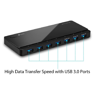 TP-LINK UH700 7port USB 3.0 Siyah USB Çoklayıcı Hub Adaptörlü