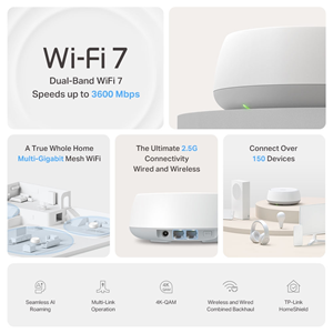 TP-LINK BE25 BE5000 WIFI-7 EV Ofis Tipi Mesh Router 