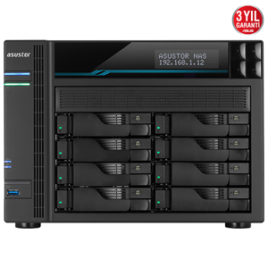 ASUSTOR 8diskli Atom QC-8GB RAM-2-10Gbe Nas Server AS6508T