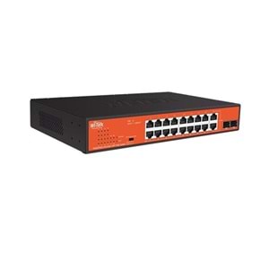 WITEK 16port PoE 197w 2-SFP Gigabit Yönetilemez Switch WI-PS318GFH
