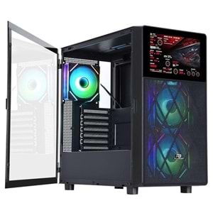 POWERBOOST PB-P4367BB GAMING Mid-Tower PC Kasası 3-RGB FANLI