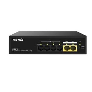 TENDA 6port-4port PoE 30w 10/100 Yönetilemez Switch S106PC
