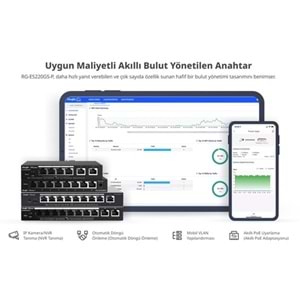 RUIJIE 16port PoE 250w 2-SFP 2-Uplink Gigabit Yönetilebilir Switch RG-ES220GS-P