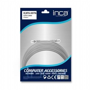 INCA 5metre CAT6 Utp ICAT6-05TG Gri Patch Kablo