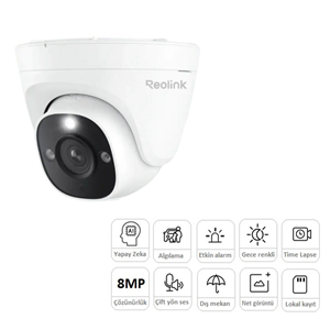 REOLINK 8MP Dome 2.8mm Renkli IP Kamerası PoE IP67 P334