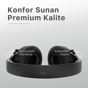 BIX BH2-BK Siyah Soundcraft BH2 Katlanabilir Kablosuz Kulaklık