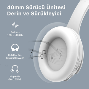 BIX BH2-IG Buz Grisi Souncraft BH2 Katlanabilir Kablosuz Kulaklık