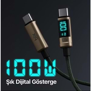 BIX 1metre BX09CC-BN 100w Dijital Ekranlı Şarj Kablosu Bronz