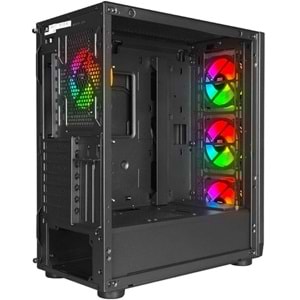 POWERBOOST VK-W001B Gaming Mid-Tower PC Kasası Siyah 360mm Soğutma Desteği