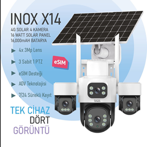 INOX 3MP 4Lens PT Speed Dome 3.6mm IP Solar Kamera E-Sim X14