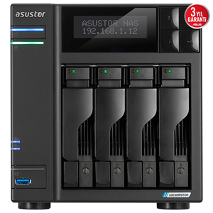 ASUSTOR 4diskli Celeron QC- 4GB RAM-2-2.5GbE Nas Server AS6704T