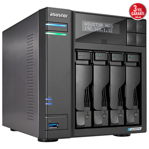 ASUSTOR 4diskli Celeron QC- 4GB RAM-2-2.5GbE Nas Server AS6704T