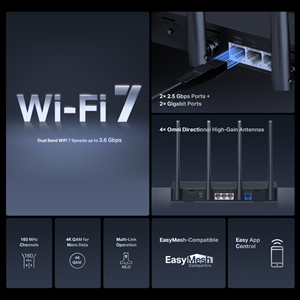 MERCUSYS MR27BE Wıfı7 BE3600 Dual Band Router