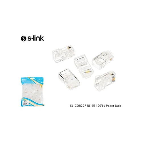 S-LINK SL-COB20P CAT6 UTP Yeni Nesil RJ45 Konnektör (100 Adet) 