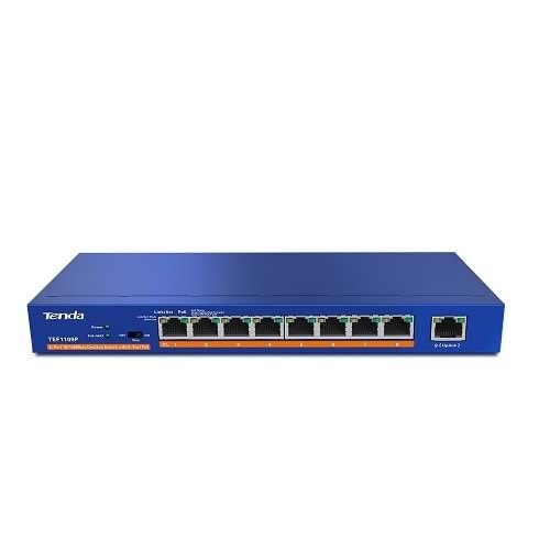 TENDA 8port PoE 63w 10/100 Yönetilemez Switch TEF1109P-8-63W