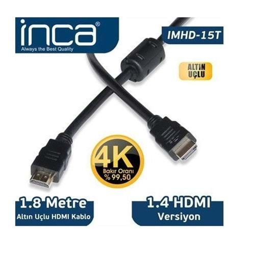 INCA 1.8metre IMHD-15T HDMI Görüntü Kablosu Gold 1.4v 4K