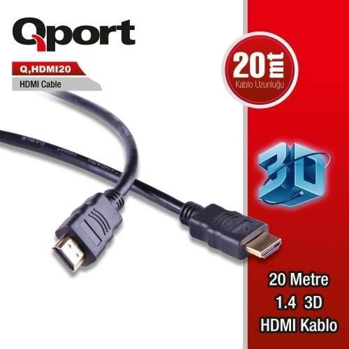 QPORT 20metre Q-HDMI20 HDMI Kablo 3D Gold 1.4v
