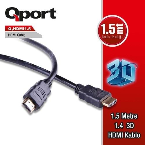 QPORT 1.5metre Q-HDMI1.5 HDMI Kablo 3D Gold 1.4v