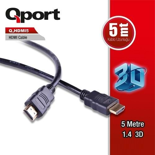 QPORT 5metre Q-HDMI5 HDMI Kablo 3D Gold 1.4v