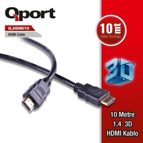 QPORT 10metre Q-HDMI10 HDMI Kablo 3D Gold 1.4v