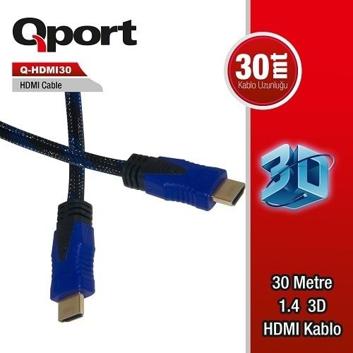 QPORT 30metre Q-HDMI30 HDMI Kablo 3D Gold 1.4v