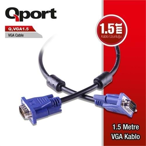QPORT 1.5metre Q-VGA1.5 VGA Görüntü Kablosu