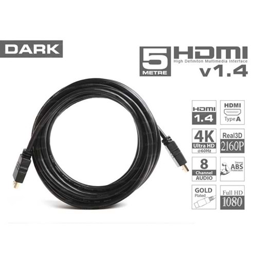 DARK 5metre DK-HD-CV14L500 HDMI Kablo 3D Gold 1.4v