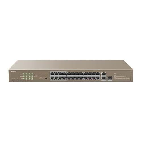 TENDA 24port PoE 250w 1-SFP 2port Gigabit 10/100 Yönetilemez Switch TEF1126P-24-250W